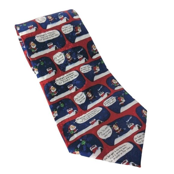 American Greetings Christmas Santa Claus Funny Comic Novelty Silk Necktie - Picture 1 of 7